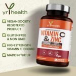 Vitamin C 1300mg and Zinc 40mg High Strength - VIT C and Zinc for Maintenance of Normal Immune System - 120 Vegan Capsules not Tablets - 2 per Daily Serving - Made in The UK by YrHealth - Image 3