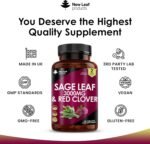 Sage Leaf & Red Clover Tablets for Menopause - 3000mg High Strength Perimenopause Supplements with Sage Leaf and Red Clover Menopause Supplements - Vegan Sage 120 Tablets Made in UK by New Leaf - Image 5
