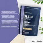 Sleeping Tablets with Ashwagandha KSM-66 | 5000mg Complex for Adults with Lemon Balm, Chamomile and L-Tryptophan | 60 Vegan Capsules | Night Time Complex for Men & Women | by Horbaach - Image 3