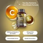 Vitamin C and Zinc Supplements - 6 Months Supply - 180 Tablets - 1 per Day - 1000mg L-Ascorbic Acid & 10mg Zinc Bisglycinate - Vegan-Friendly & Non-GMO - Vitamin C Tablets for Men & Women - Image 3