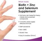 Biotin Hair Growth Vitamins 12,000mcg D-Biotin Tablets Enriched with Zinc & Selenium –Vegan Beauty Hair Skin & Nails Vitamins for Women and Men High Strength - 3 Months Supply UK Made - New Leaf - Image 3