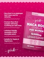 Maca Root for Women Tablets 12,000mg | Peruvian Maca Supplement | High Strength Black & Yellow Maca Root with Panax Ginseng and Black Pepper | Botanical Supplement to Support Women's Health | by PINK - Image 3