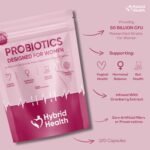 Hybrid Health Probiotics for Women | 120 Vegan Capsules | 50 Billion CFU Womens Probiotics for Gut Health | 11 Probiotic Researched Strains with Prebiotics & Cranberry Extract | Vegan Non-GMO - Image 3