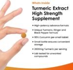 Turmeric Tablets 2600mg with Black Pepper & Ginger - 95% Curcumin Extract -180 Turmerics and Black Pepper Tablets (3 Months) High Strength Active Turmeric Supplements Not Capsules,by New Leaf - Image 3