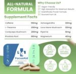 Focus Aid’s Nootropic Brain Supplement – Natural Supplement Reduce Brain Fog, Improve Focus, Memory, Energy & Concentration with Lions Mane & Ashwagandha, 60 Capsules - Image 3
