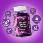 Immune Support Complex Gummy | Elderberry Extract 2000mg, Vitamin C and Zinc | Blueberry Flavour | 60 Vegan Gummies | Boost Immune System by NUTRIGUMS® - Image 3