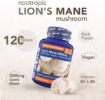 Zipvit Lion's Mane Mushroom Supplement 2000mg with B1, B5 & Black Pepper, 4 Month Supply, 120 Vegan Tablets, Supports Brain Function, Mental Performance, Reduces Fatigue, Not Powder or Capsules - Image 3