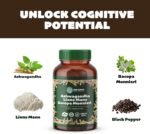 Ashwagandha, Lion's Mane, Bacopa Monnieri Capsules - Supports a Calm and Balanced Mind, Cognitive Function, and Mental Clarity - 180 Capsules - 3 Month Supply - Vegan, Non-GMO, 100% Natural - Image 3