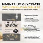 Magnesium Glycinate 1200mg + Shilajit Minerals for Sleep, Relaxation & Natural Energy, 2-in-1 High Strength Supplement - 90 Capsules Mineral Support Made in UK by Inner Vitality - Image 3