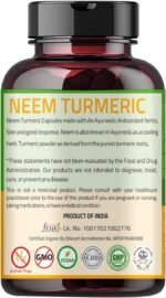 Neem Turmeric Capsules with Black Pepper Neem Herbal Supplement, Ayurvedic Herbal Cleanser, Detoxification, Enhances skin Health and Immunity (90 Capsules) - Image 3