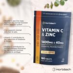 Vitamin C 1400mg and Zinc 40mg Tablets | 180 Count | High Strength Complex with Vitamin C as Ascorbic Acid | Immune Support | Suitable for Vegans | by Horbaach - Image 3