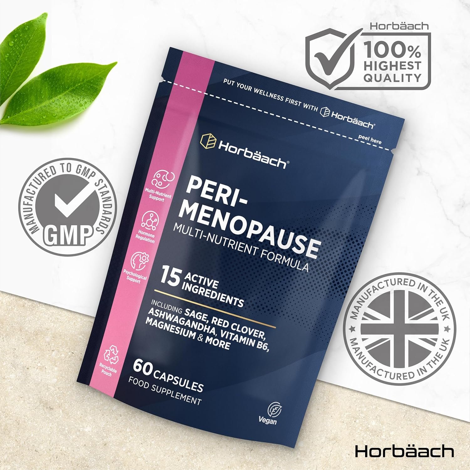 Perimenopause Supplement for Women | Red Clover, Sage, Wild Yam, Ashwagandha & More | 16 Vitamins, Minerals and Botanicals to Support Wellbeing at Early Stage of Menopause | 60 Vegan Capsules | by Hor - Image 6