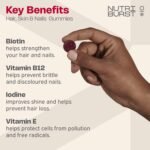 Nutriburst - Hair Skin and Nails Gummies - Biotin Zinc Vitamin E for Thicker Hair & Stronger Nails - Sugar Free Supplements - 60 Gummies 1 Month Supply - Suitable for Vegetarians & Vegans - Image 3