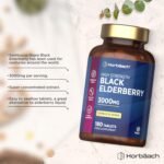 Elderberry Supplement 3000mg | Black Sambucus Nigra Tablets | High Strength Extract | 180 Vegan Tablets | by Horbaach - Image 3