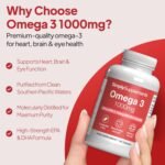 Pure Omega 3 1000mg Capsules | Supports Heart, Brain & Eye Health | Rich in Omega 3 Fatty Acids | 540mg of EPA and 360mg of DHA per Serving | 360 Capsules = 4 Months’ Supply | Made in The UK - Image 3