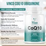 Vinco CoQ10 400mg - 120 High Strength Ubiquinone Coenzyme Q10 Capsules - Antioxidant for Heart & Cardio, Increased Energy & Focus - Naturally Fermented - Non-GMO & Gluten Free - UK Made - Image 4