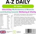 Lindens Multivitamin A-Z Daily Tablets - 90 Pack, UK Made, Perfect Vitamin & Mineral Balance of Vitamin A, C, D, E, B1, B2, B3, B6, B12, Folic Acid, Magnesium, Iron, Zinc & Iodine - Letterbox Friendly - Image 3