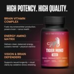 Tiger Mind Rush Nootropics Brain Supplement with Vitamins B12, B6, Folic Acid (B9), Lion's Mane, Ginkgo Biloba & More | For Energy, Focus & Memory Functions | Non-GMO, Vegan, Made in the UK, 120 Count - Image 4