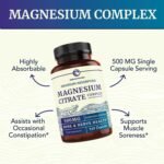 Magnesium Citrate Complex | 500 MG | High Absorption Magnesium Supplements for Calm, Relaxation, Regularity & Digestion Support with Elemental Magnesium | Gluten-Free, Soy-Free | 120 Capsules - Image 3
