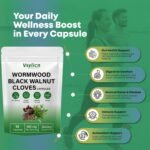 Black Walnut Wormwood Capsules, Anti Parasite - Black Walnut Wormwood and Clove Capsules, Herbal Supplement for Gut Detox Cleanse and Digestive Well-Being - High Strength - 90 Capsules - Image 4