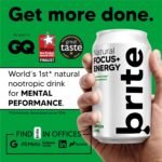 Brite Natural Focus. Energy Drink & Coffee Alternative for Productivity. Plant Based, Backed by Neuroscience. Low Calorie, Vegan, Gluten Free. Lemon Lime 24 x 330ml. - Image 4