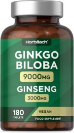 Ginkgo Biloba and Korean Ginseng Tablets | High Strength | Ginkgo 9000mg & Ginseng Root 3000mg | 180 Vegan Tablets | by Horbaach - Image 5