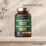Ginkgo Biloba and Korean Ginseng Tablets | High Strength | Ginkgo 9000mg & Ginseng Root 3000mg | 180 Vegan Tablets | by Horbaach - Image 6