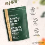 Ginkgo Biloba and Korean Ginseng Tablets | High Strength | Ginkgo 9000mg & Ginseng Root 3000mg | 180 Vegan Tablets | by Horbaach - Image 7