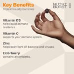Nutriburst Triple Immunity - Liposomal Vitamin C (100mg), D3 (20µg), Zinc (7.5mg) + Elderberry Extract - Immune & Wellbeing Support - Vegan, Sugar Free Supplement - 60 Berry Gummies - 1 Month Supply - Image 3