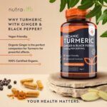 Organic Turmeric 1440mg (High Strength) with Black Pepper & Ginger - 180 Vegan Turmeric Capsules (3 Month Supply) – Organic Termeric with Active Ingredient Curcumin - Made in The UK by Nutravita - Image 3