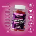 Adult Multi Vitality Gummy | 11 Essential Vitamins & Minerals A,D,E,C,B3,B6,B5,B12,Biotin, Zinc & Iodine | Mixed Berry Flavour | 60 Vegan Gummies | Support Wellbeing & Immune System by NUTRIGUMS® - Image 4