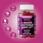 Adult Multi Vitality Gummy | 11 Essential Vitamins & Minerals A,D,E,C,B3,B6,B5,B12,Biotin, Zinc & Iodine | Mixed Berry Flavour | 60 Vegan Gummies | Support Wellbeing & Immune System by NUTRIGUMS® - Image 5