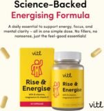 Vitl Rise & Energise Energy Boosting Supplement - 30 Vegan Capsules - with B Vitamins, Vitamin C & Korean Ginseng - Tiredness & Fatigue Fighting Minerals to Normalise Energy Metabolism - Image 4