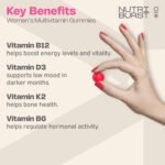 Nutriburst Women’s Multivitamin - Hormone Regulation & Support Collagen Formation - Contains 15 Micronutrients; B5, B6, B12, C, D - Vegan, Sugar Free Supplement - 60 Berry Gummies - 1 Month Supply - Image 3