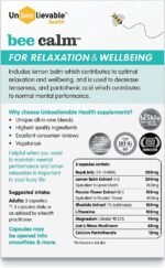 Unbeelievable Health Bee Calm Relaxation and Wellbeing Support - Created by Nutritional Experts – Help Increase Resistance to Stress – Plant Based & Gluten Free (Single Pack) - Image 3