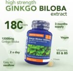 Zipvit High Strength Ginkgo Biloba 12000mg with Vitamins B3 & B5, 180 Vegan Tablets, Supports Memory, Focus, Brain Health & Cognitive Wellness, Standardised 50:1 Leaf Extract, 3 Months Supply. - Image 3