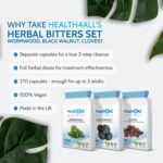 Health4All Wormwood, Black Walnut, Cloves Digestive Intestinal Detox Cleanse for Humans Set, 3x90 270 Capsules, 3 Step Gut Cleanse & Repair, Purest Vegan Intestinal Detox Supplement | Made in UK - Image 3