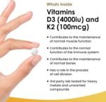Vitamin D3 K2 - Vitamin D3 4000iu & Vitamin K2 100ug (MK7) 1 Year Supply, Supports Immunity, Calcium Absorption and Bone Health, Non-GMO, UK Made by New Leaf 365 Micro Small Vegetarian Tablets, - Image 3