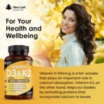 Vitamin D3 K2 - Vitamin D3 4000iu & Vitamin K2 100ug (MK7) 1 Year Supply, Supports Immunity, Calcium Absorption and Bone Health, Non-GMO, UK Made by New Leaf 365 Micro Small Vegetarian Tablets, - Image 4