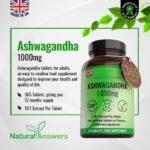 Natural Answers 365 x Ashwagandha 1000mg Per Tablet | 1 Year Supply of High Strength Vegan Tablets (Not Capsules or Pills) of Pure Powder UK Made Anxiety Relief - Image 3