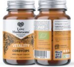Love Mushrooms - Organic Cordyceps Capsules - 15,000mg - Cordyceps Mushroom Supplement for Endurance and Energy Boost - Vegan and Made in The UK - Natural Colours and Flavours - 30 Capsules - Image 3