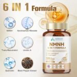 NMNH Supplement 1200mg, 6 in 1 NAD Alternative & Trans-Resveratrol Superior Antioxidant Blend with Max Absorption for NAD+ Booster & Energy Support, 120 Capsules - Image 3
