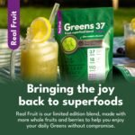 Greens Powder - Limited Edition - Made in UK with 37 superfoods - 300g High Dosage Servings - Vegan Gluten Free - with KSM-66® Ashwagandha and Lions Mane (300g, Real Fruit Blend) - Image 3