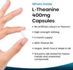 L Theanine Enriched with Vitamin B6 - High Strength L Theanine 400mg Natural Nootropics from Green Tea - 360 Vegan L-Theanine Capsules - Made in The UK Theanine Supplements by New Leaf - Image 3