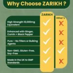 Zarikh Ashwagandha High Strength Capsules with Black Pepper, Ginger Root & Cumin | Supports Memory, Stress Relief, Energy & Fertility | Inflammation Supplements for Men & Women | 60 Vegan Capsules - Image 4