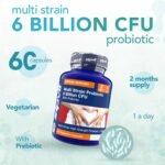 Zipvit Probiotic 6 Billion CFU with Prebiotic, Multi Strain Probiotics with 5 Strains Including Lactobacillus Acidophilus, 60 Vegetarian Capsules for Women & Men, 2 Month Supply - Image 3