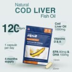 Zipvit Cod Liver Oil 1000mg, 120 Softgel Capsules, Rich in Omega-3, EPA 80mg & DHA 100mg. with Vitamins D3 & A to Support Heart, Brain, Eye Health & Immune System - Image 6