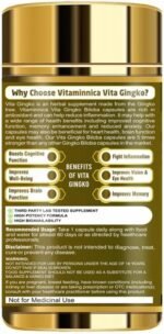 Vitaminnica Vita Gingko Biloba 5X High Strength 25000mg | Vegan Supplement | Cognitive Support, Memory, Focus & Circulation | 60 Capsules - Image 3
