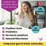 Colon Cleanse Psyllium Husk & Probiotics | Gentle Digestive Support for Constipation, Bloating Relief & Gut Health | 120 Vegan Capsules HERA VITALITY - Image 5
