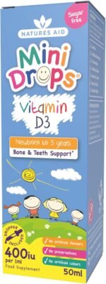 Natures Aid Mini Drops Vitamin D3 50ml for Infants & Kids - Bone, Teeth, Health & Immune System Support - Sugar Free, Vegan, Gluten-Free, Non-GMO - Growth Support for Children Age 0-5 Dropper Included - Image 3